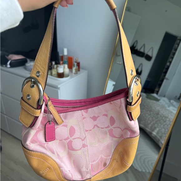 Vintage Pink and Tan Coach Bag - Picture 4 of 5